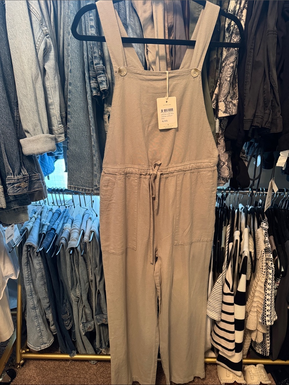 Rhythm Beige Utility Cotton-Blend Jumpsuit